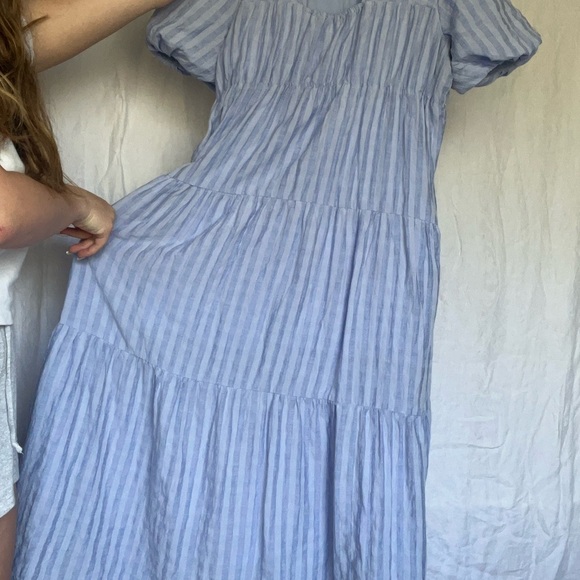 Mod Ref Blue and White Tiered Ruffled Maxi Sundress - Picture 2 of 7